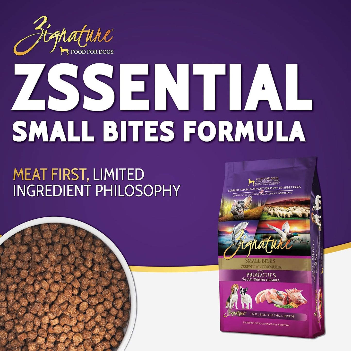 Zignature Zssential Limited Ingredient Formula Dry Dog Food Small Bites Dry Dog Food 4Lb