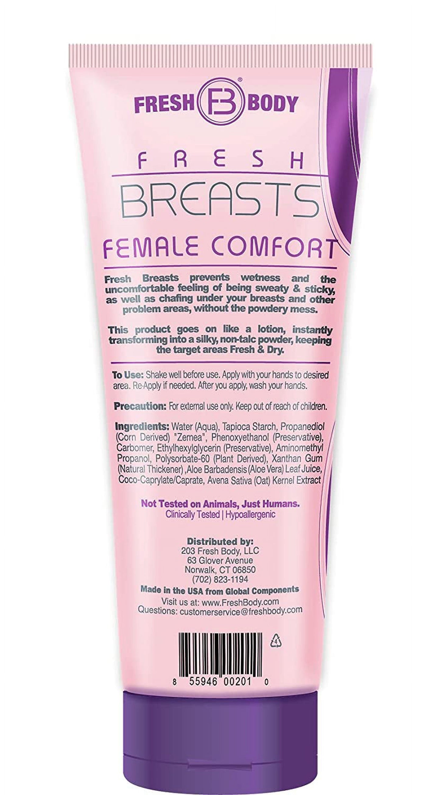 Fresh Breasts anti Chafing Deodorant Lotion to Powder, 3.4Oz - (2 Pack) anti Chafe Cream Whole Body Deodorant for Women, Inner Thighs & Areas That Sweat, No Talc, Aluminum and Fragrance
