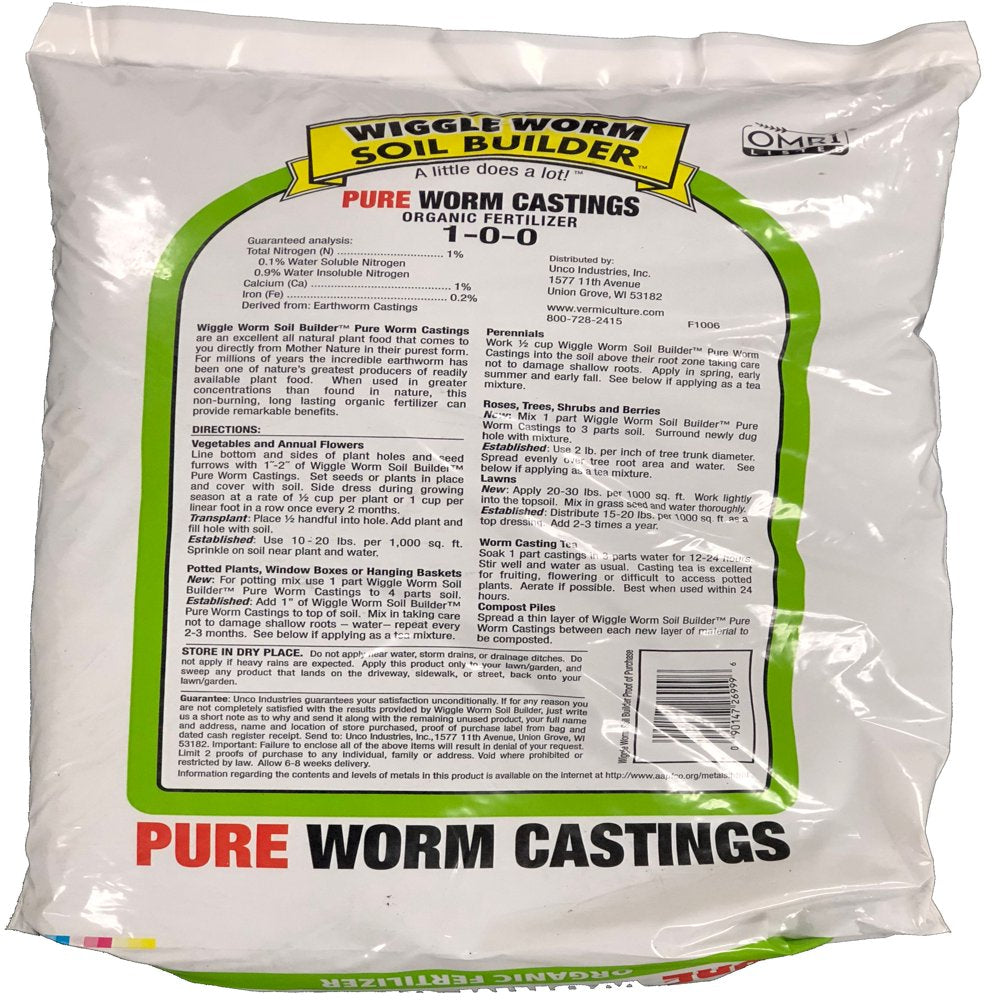 Wiggle Worm Worm Castings Organic Fertilizer, Soil Builder, 30 Pounds