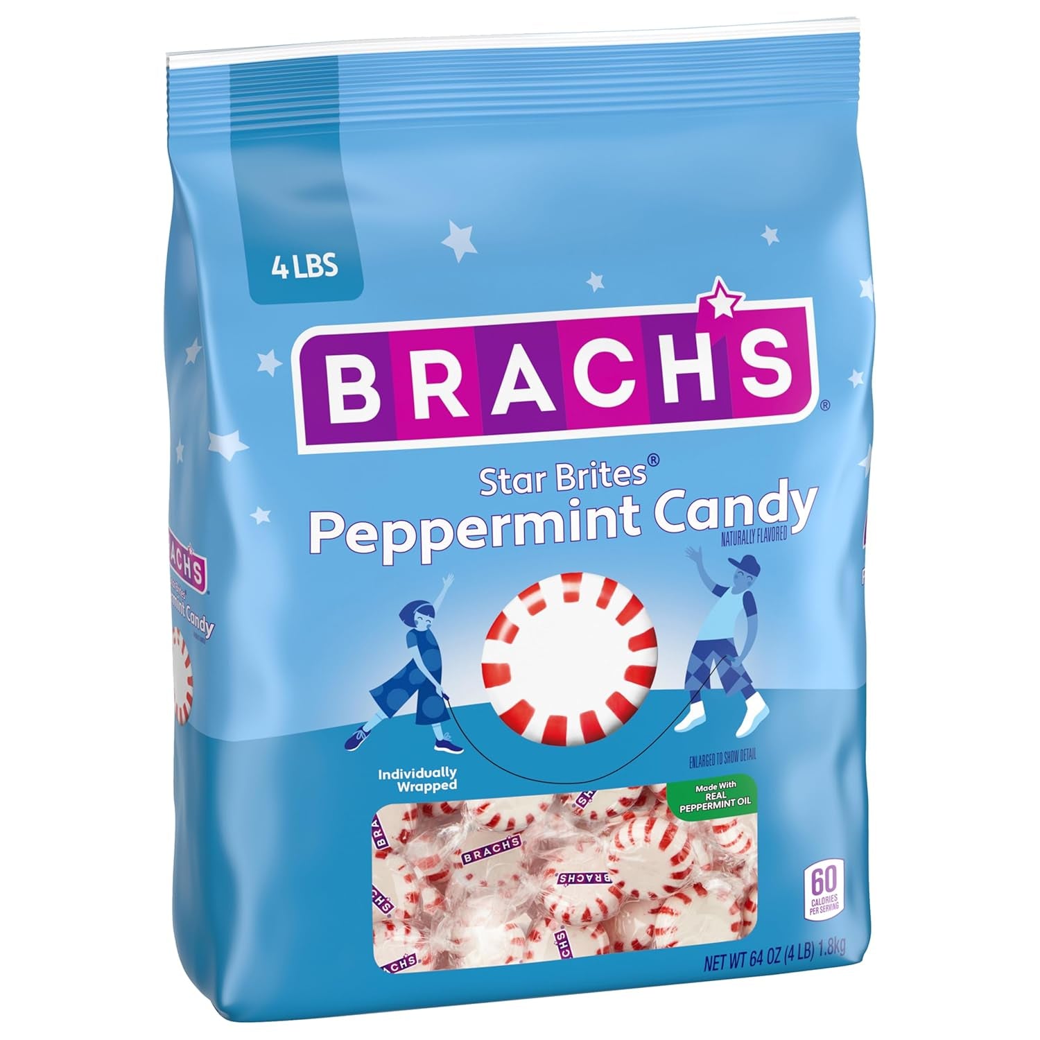 Brach'S Star Brites, Peppermint, Individually Wrapped, Made with Real Peppermint Oil, 64Oz, 360Ct