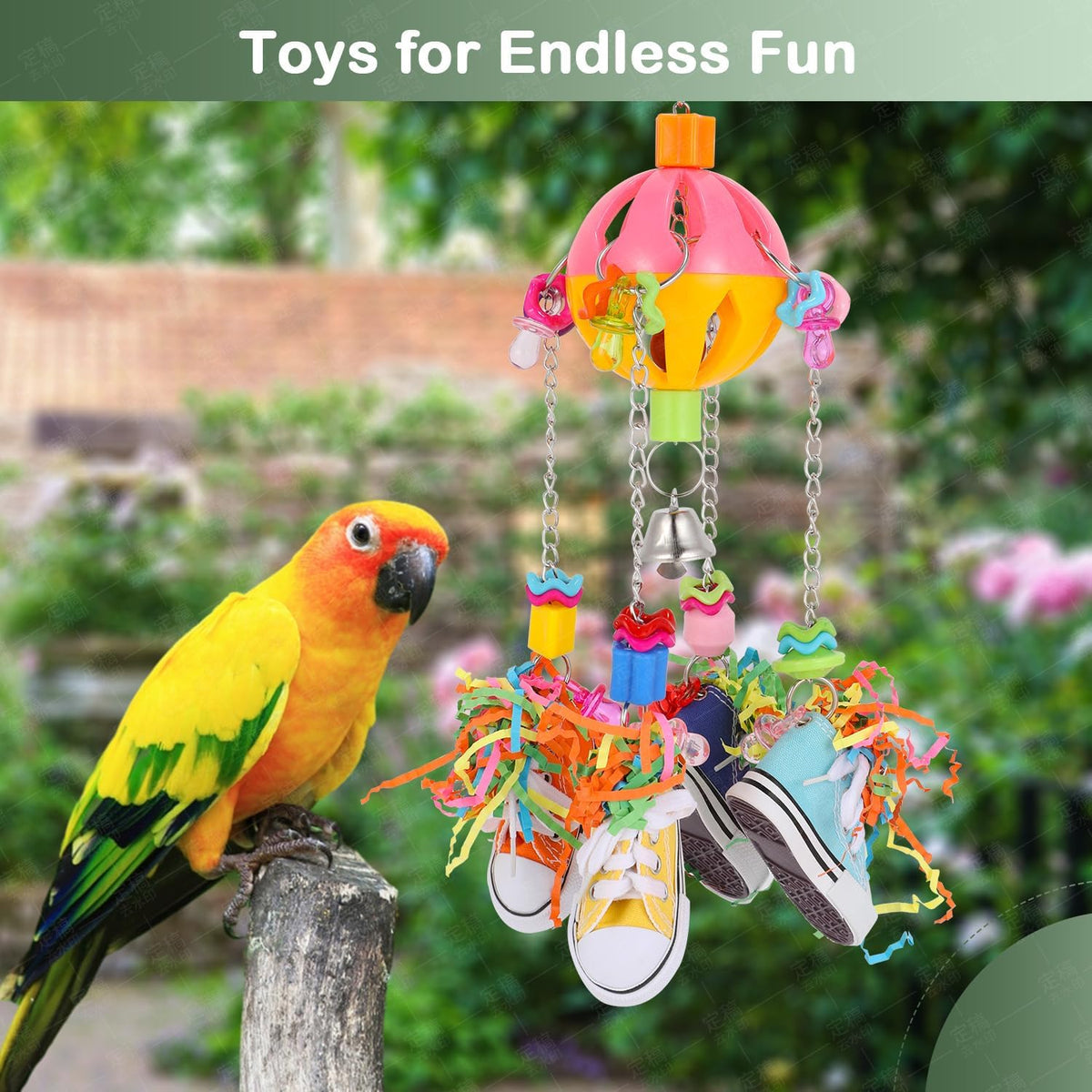 Small and Medium-Sized Bird Toys, Parrot Chewing Sneakers Acrylic Amazon Parrot, Love Birds, Parrot, Parrot, Bell Ball Birdcage Toys.