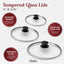Cuisinel Cast Iron Skillet Set - 6"+8"+10"-Inch + Glass Lids + Silicone Handle Holder Covers - Pre-Seasoned Frying Pan - Oven Safe Cookware - Indoor/Outdoor, Grill, BBQ, Fire, Stovetop, Induction Safe