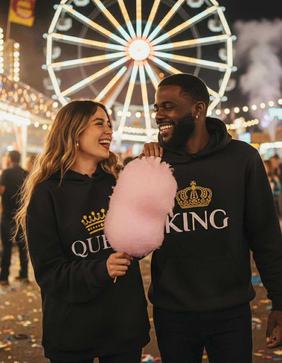 Tstars King & Queen Matching Couple Hoodie Set - His & Hers Pullover Hoodies - Valentine'S Day Gift for Couples