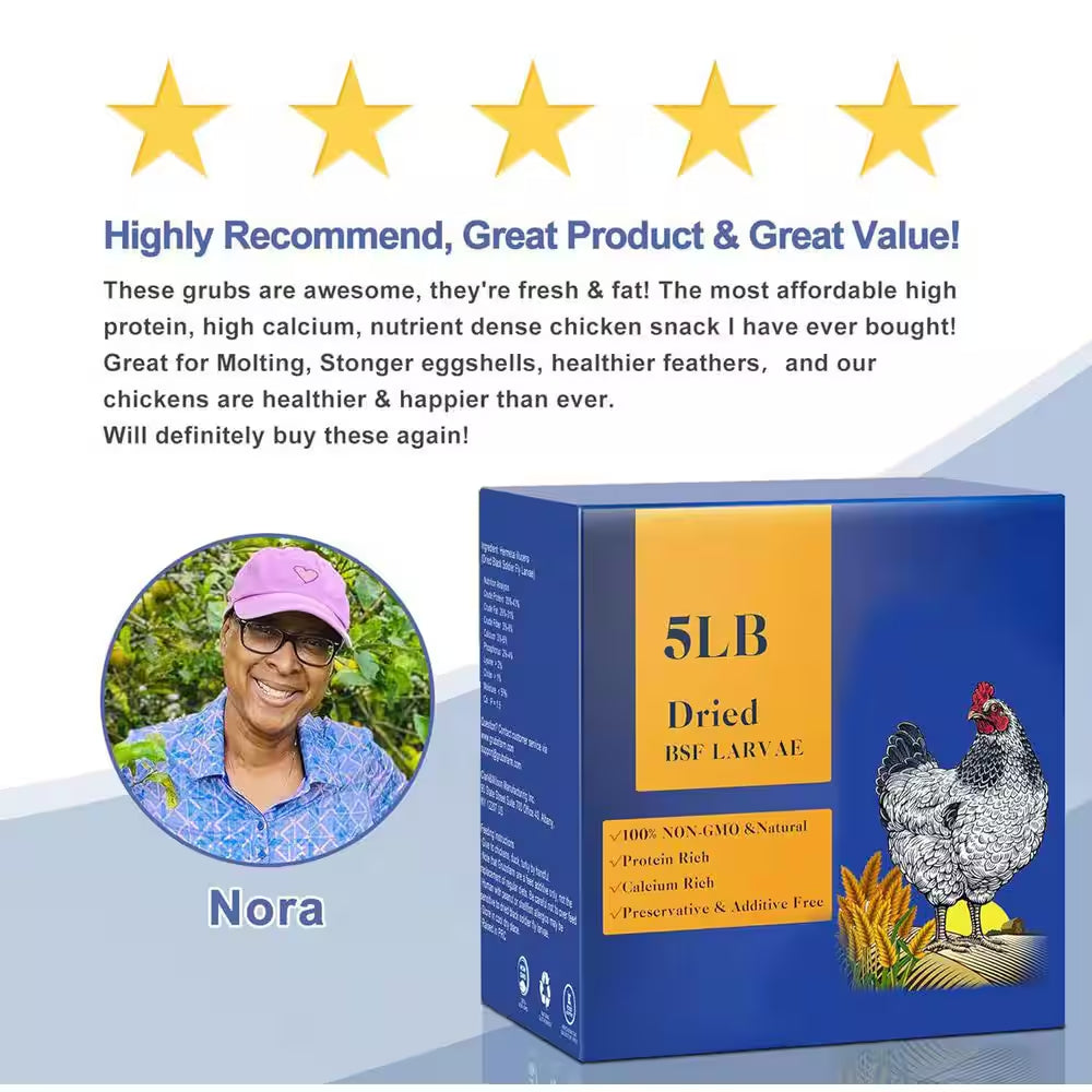Calcium-Rich Non-Gmo Chicken Feed 85X More Calcium than Mealworms 5Lb Molting Supplement for Hens Ducks Turkeys