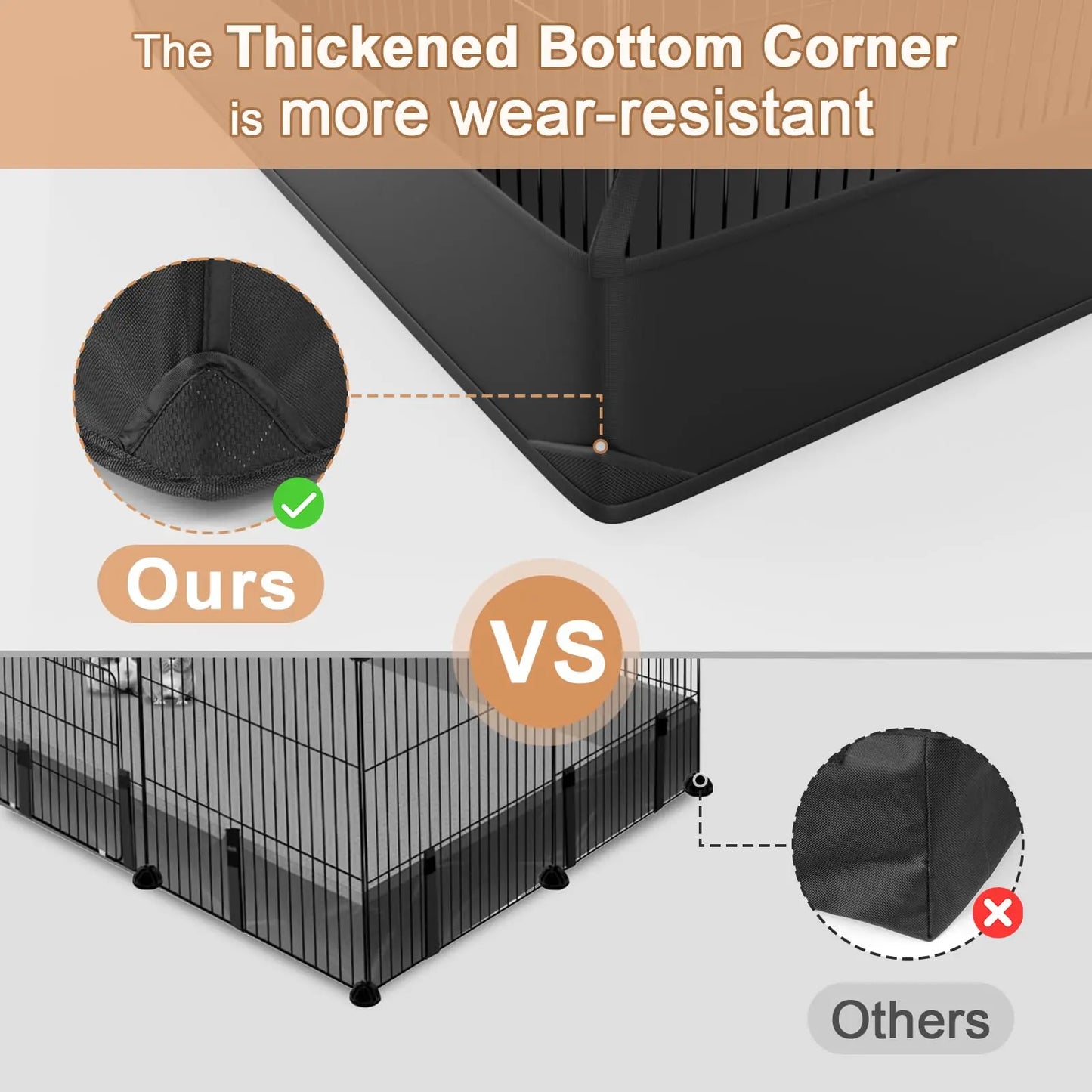 Guinea Pig Cages, Small Aniamal Playen with 600D Oxford Waterproof Linner, One-Hand Release Hook Design Bunny Run, 12 Panels Triple Fixing C&C Cage for Guinea Pigs, Bunny, Rabbit, Hedgehog, 48''L X 24''W X 16''Hc