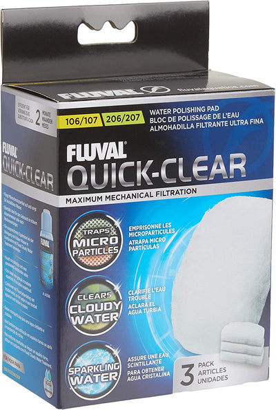 Fluval Quick-Clear Water Polishing Pads, Mechanical Filter Media for Aquariums, 3-Pack, A242