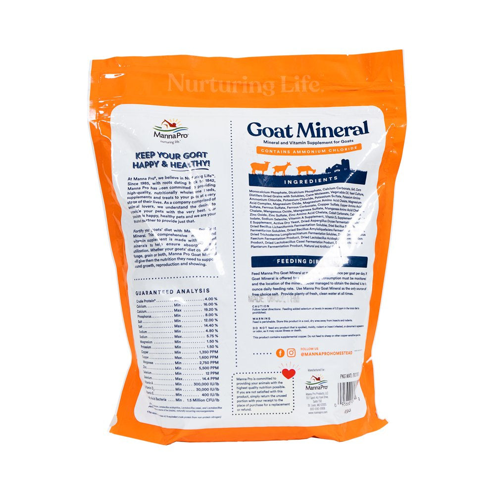 Manna Pro Goat Mineral Supplement, for All Classes of Goats, 8 Lbs