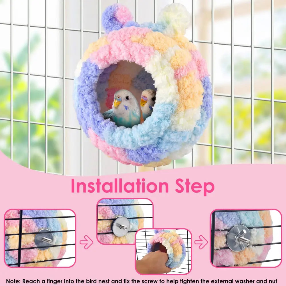 Cozy Bird Breeding & Resting Hut - Soft Snuggle Shelter, Warm Secure Space for Indoor Cages, Ideal for Budgie Cockatiel Conure Lovebird Canary Finch Hamster & Small Pets