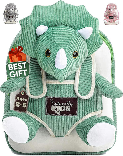 Green Triceratops Plush Stuffed Animal, Dinosaur Gifts for Kids 3-5, Dinosaur Backpack, Toddler Backpack for Boys, Girl