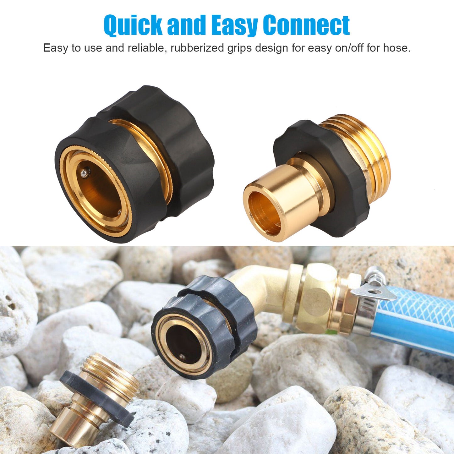 3/4" Garden Hose Quick Connect Water Hose Fit Female Male Connector Set Fitting