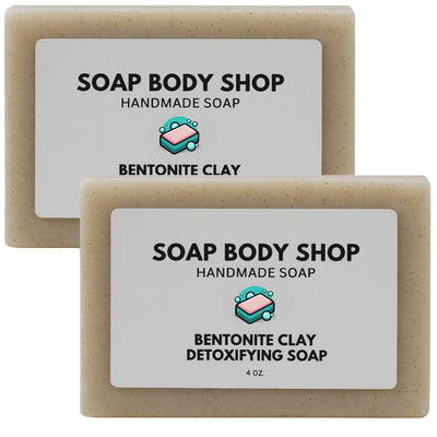 Bentonite Clay Detoxifying Soap, Handmade Soap Bar, Body Soap Bars Moisturizing, Bentonite Clay Powder, Essential Oil Soap, Goat Milk Soap, 4 Oz. Bar (2 Pack)
