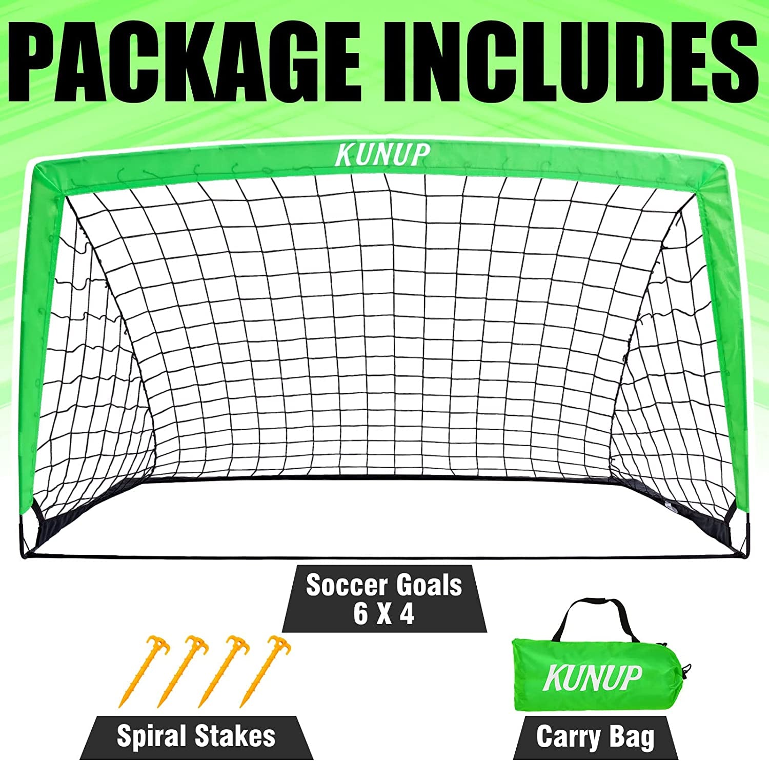 Kids Soccer Goal for Backyard, 6×4FT Easy Foldable Soccer Practice Net with Portable Carrying Bags for Toddler Youth Adult Soccer Training Equipment Outdoor Sports Game