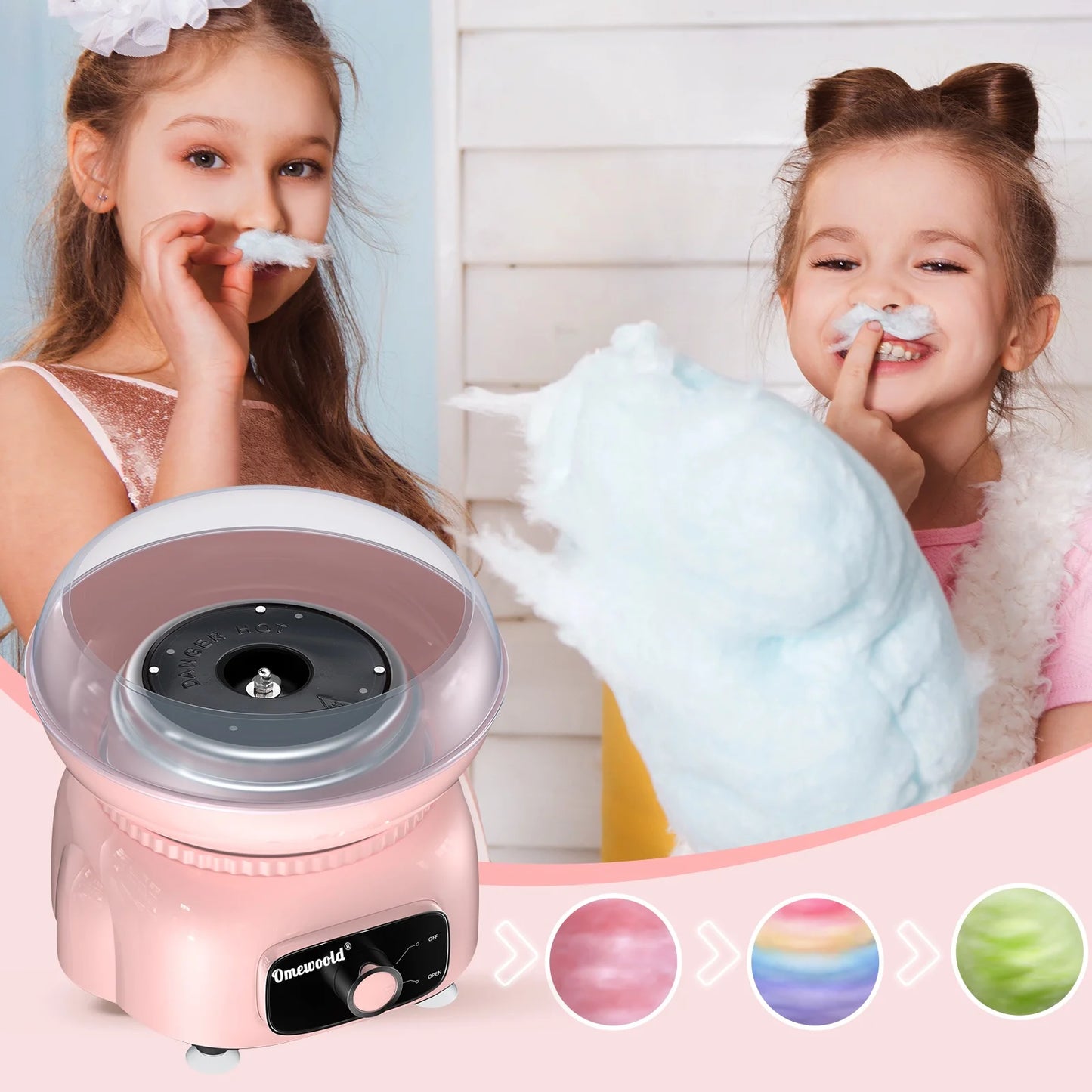 Cotton Candy Machine,Pink Cotton Candy Maker 500W Candy Floss Sugar Maker Machine Birthday Party Gift