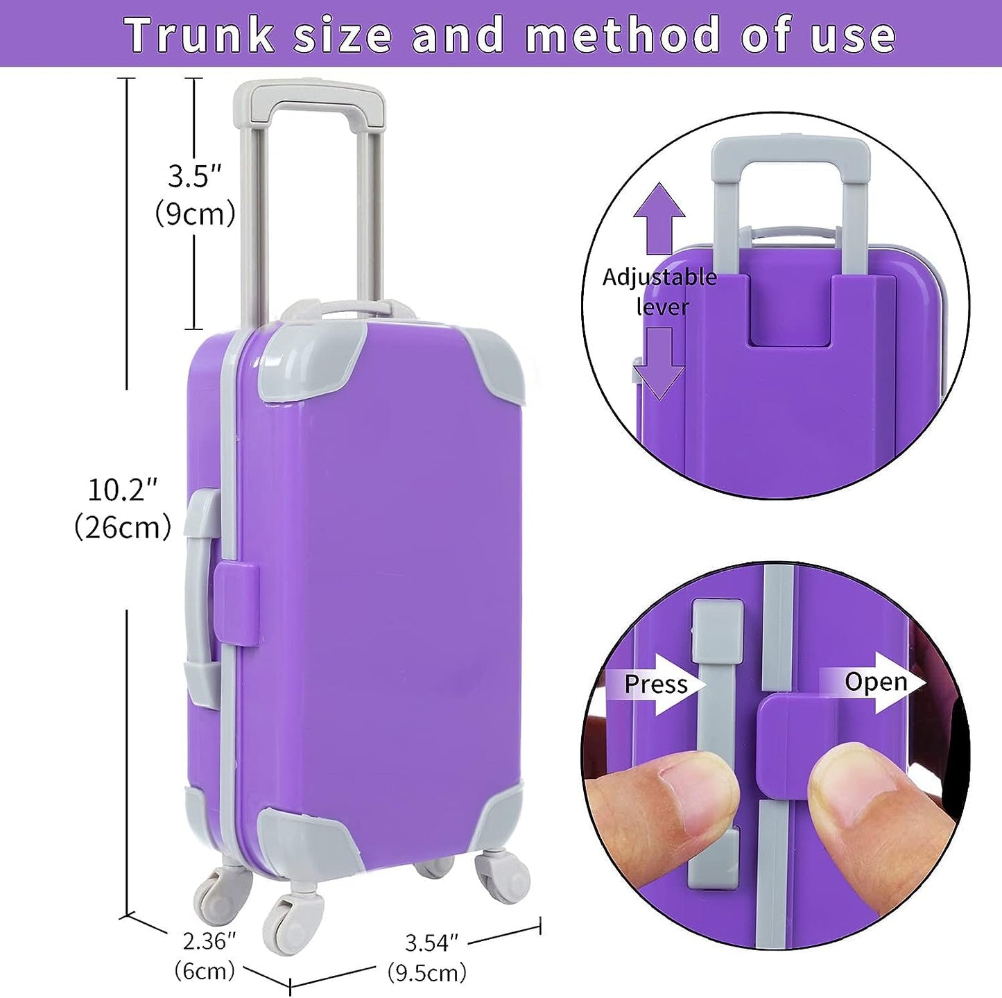 ZNTWEI American 18 Inch Doll Travel Suitcase Play Set with 18 Inch Doll Clothes and Accessories Including Sunglasses Camera Computer Phone Ipad Travel Pillow Ect