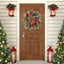 22’’ Artificial Christmas Wreath for Front Door with Red Balls Candy Canes Pine Needles Red Berries Pine Cones Christmas Decorations for Winter Wall Outdoor Home Holiday Xmas Decor
