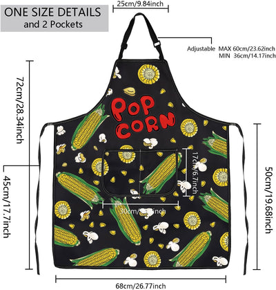 MBMSO Popcorn Gift Popcorn Corn Apron for Popcorn Lovers Popcorn Kitchen Baking Apron Popcorn Maker Gifts Cooking BBQ Apron