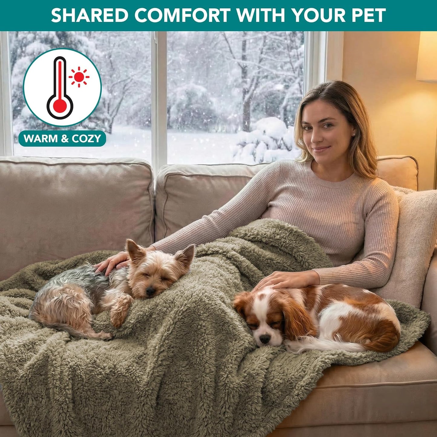 Petami Fluffy Waterproof Dog Blanket for Small Medium Dogs, Soft Warm Pet Sherpa Throw Pee Proof Couch Cover, Reversible Cat Puppy Bed Blanket Sofa Protector, Plush Washable Pad (Taupe Camel, 24X32)