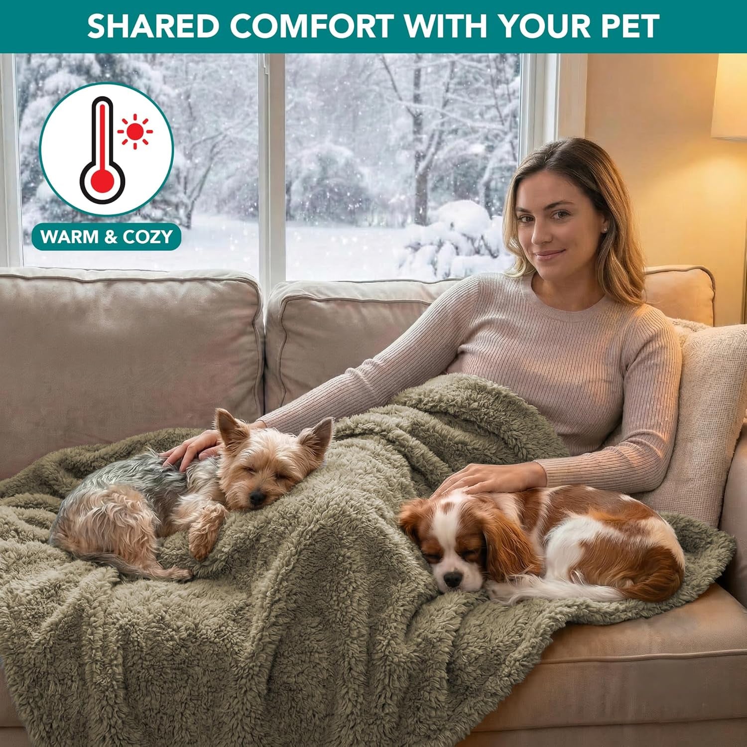 Petami Fluffy Waterproof Dog Blanket for Small Medium Dogs, Soft Warm Pet Sherpa Throw Pee Proof Couch Cover, Reversible Cat Puppy Bed Blanket Sofa Protector, Plush Washable Pad (Taupe Camel, 24X32)