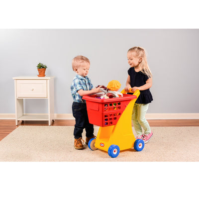 Little Tikes Toy Shopping Cart with Folding Seat, Multicolor, for Pretend Play Shopping Grocery Play Store for Kids Toddlers Girls Boys Ages 18+ Months.