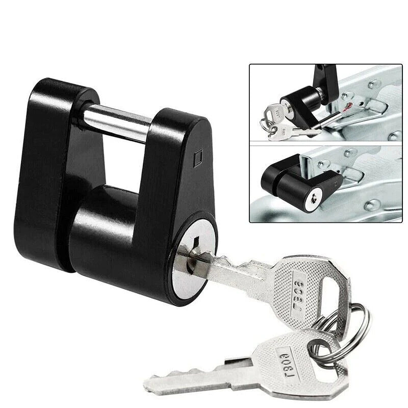 Trailer Hitch Coupler Lock Dia 1/4" Span 3/4" for Tow Boat RV Truck Car + 2 Keys