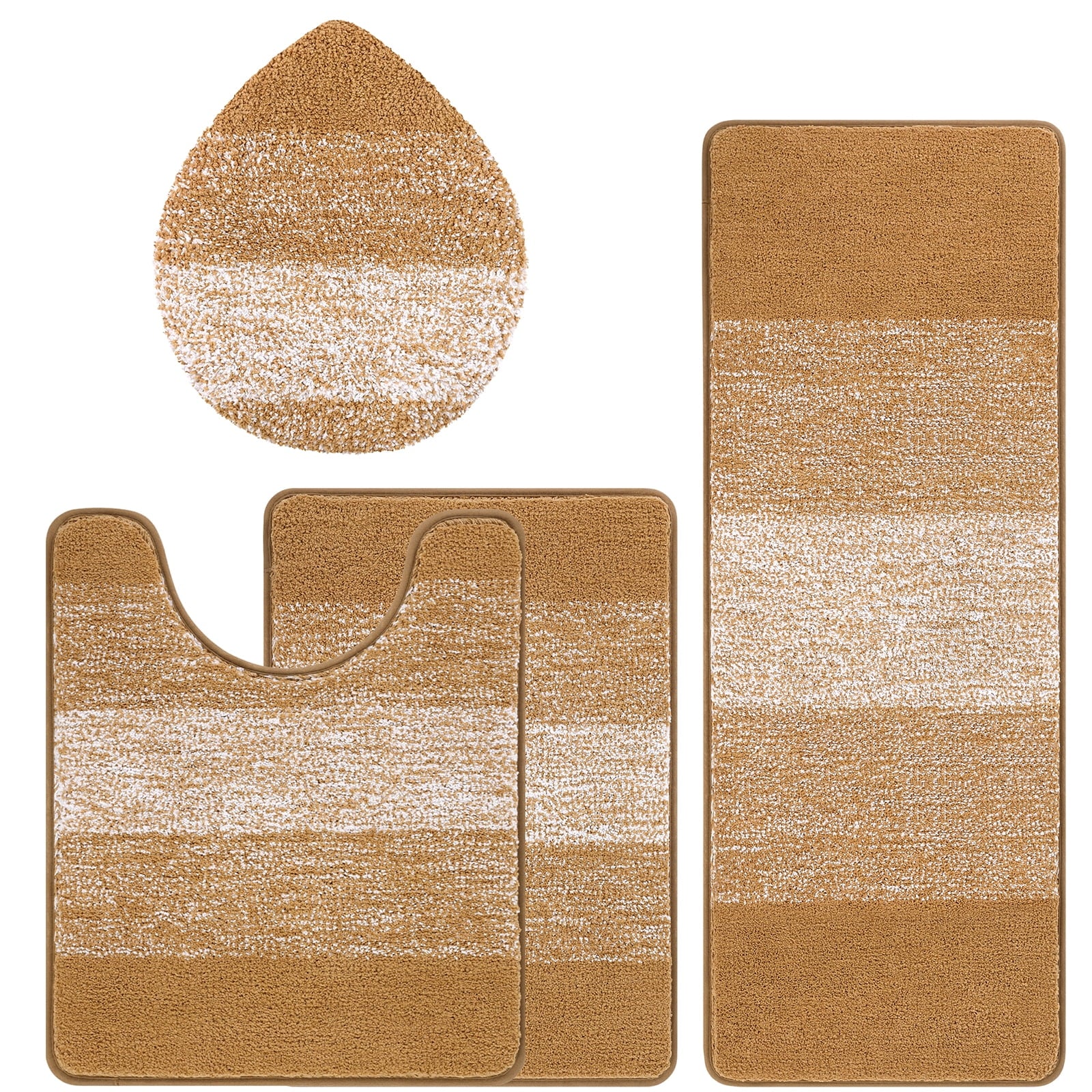 Ileading Traditional 4 Piece Microfiber Washable Bathroom Rug Set