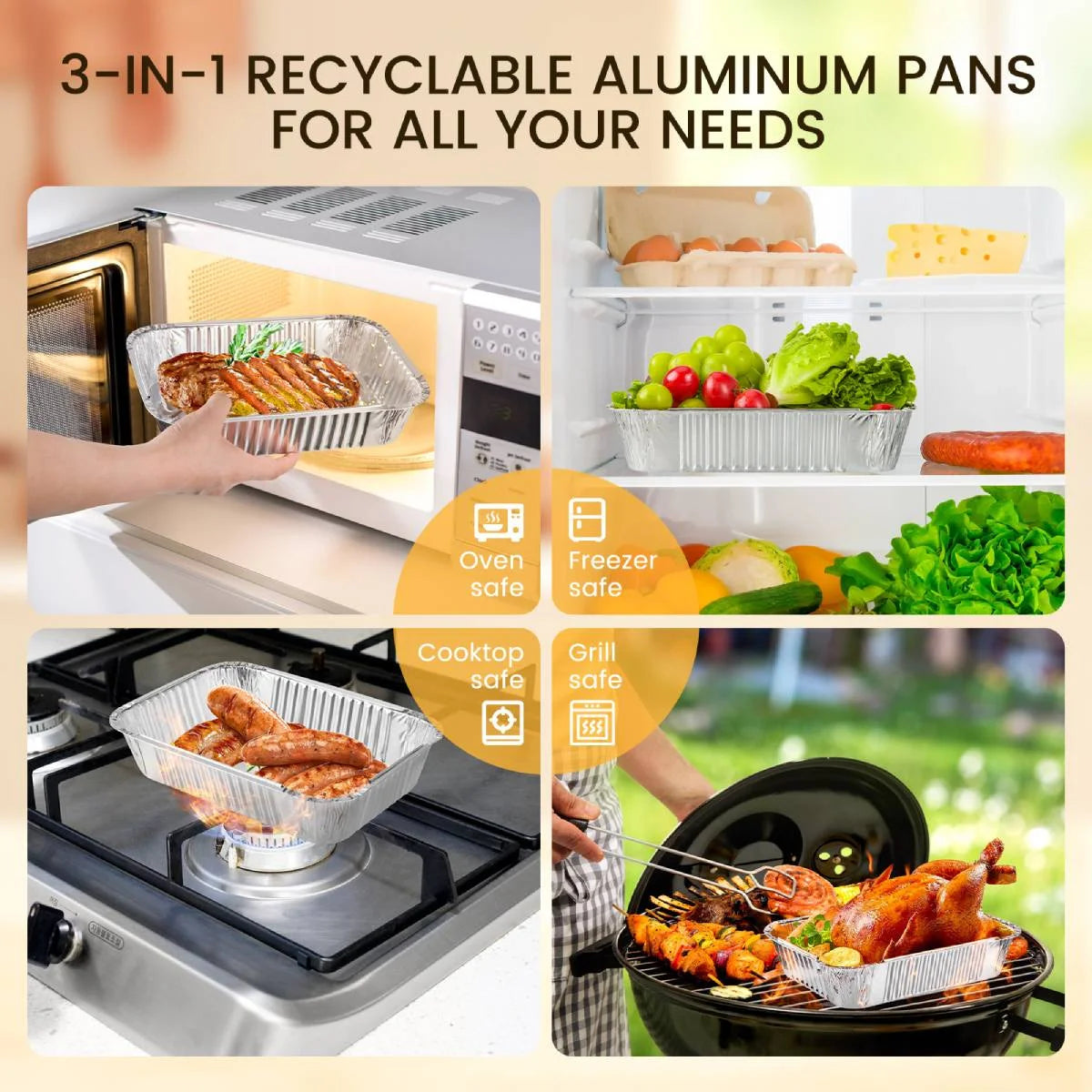 GPED Aluminum Pans Disposable Foil (30 Pack) - Foil Pans with Lids 10.2*7.5In - Disposable Food Containers Great for Baking Cake, Cooking, Heating, Storing, Prepping Food