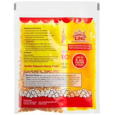 Carnival King: Popcorn Kernels for Popcorn Machine, Popcorn Packets, Bulk Popcorn, 4Oz Packs (CASE of 24) - Popcorn Machine Supplies, Popcorn Maker Kit Popcorn Kernels All in One Popcorn Packs