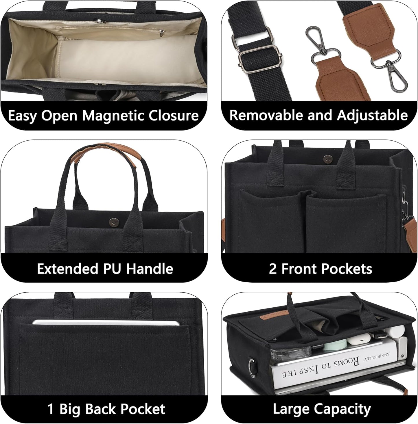 ZHMO Canvas Tote Bag for Women,Women'S Bags Crossbody Bags Work Laptop Tote Bag Large Handbags Purse for Travel Nurse Teacher