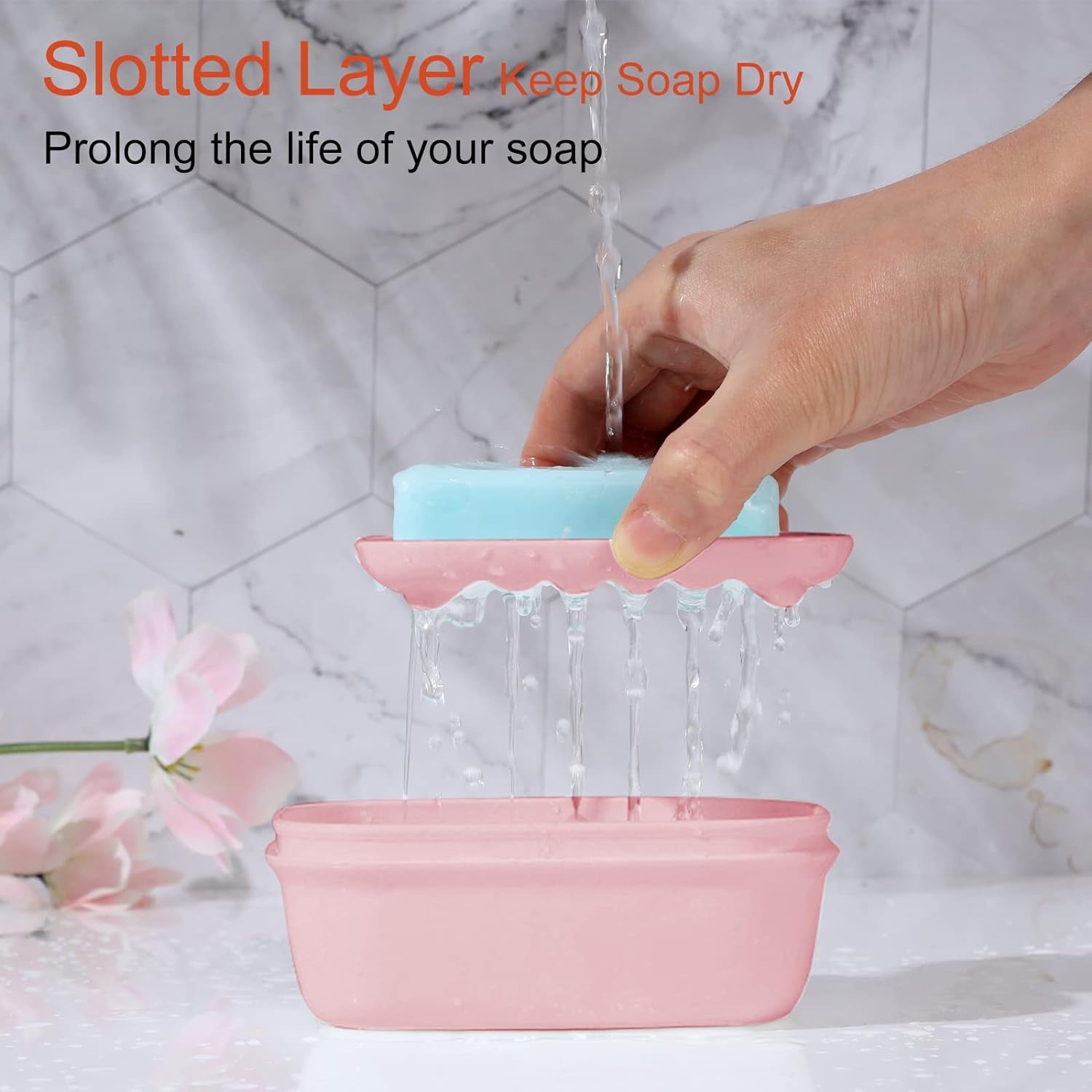 Quatish 2 Pack Travel Soap Container, Portable Soap Holder with Lid, Travel Bar Soap Holder, Soap Case for Camping Gym Travel, Soap Box for Bathroom,Pink