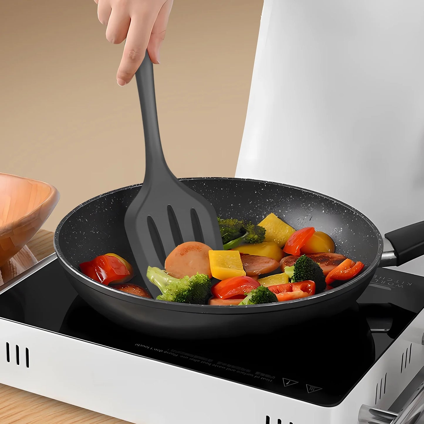 Silicone Cooking Utensils Set - Heat Resistant Kitchen Utensils BPA Free,Turner Tongs,Spatula,Spoon,Brush,Whisk,Kitchen Utensil Gadgets Tools Set for Nonstick Cookware,Dishwasher Safe (Gray)