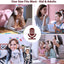 TCJJ Kids Wireless Headphones Cat Ear LED Light up Bluetooth Foldable Headphones over Ear W/Microphone for Online Distant Learning (Pink)