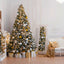 KTKDE 7.5Ft Artificial Christmas Tree Is a Green One with 1450 Tips and 200 Battery-Powered LED Columns. It Features 7.87-Inch Golden Five Pointed Star and Is Perfect for Family and Office Gatherings