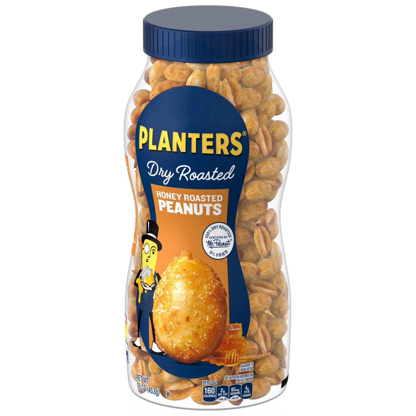 (4 Pack) PLANTERS Honey Roasted Peanuts, Party Snacks, Plant-Based Protein, 16 Oz Jar