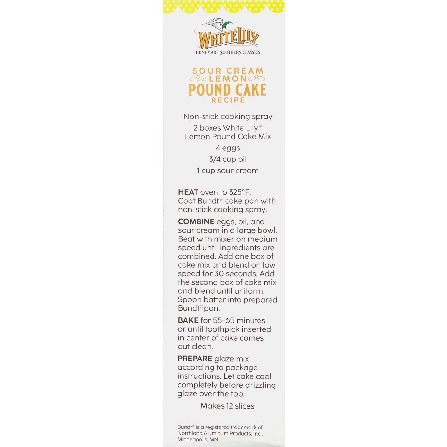 (4 Pack) White Lily Lemon Pound Cake Mix, 16.2 OZ Box
