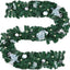 Mortime 9 FT LED Christmas Garland with Berries Bows Christmas Balls, Pre-Lit Artificial Garland with 50 Warm White LED Lights for Indoor Outdoor Christmas Decorations