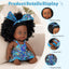 Nice2You Black Baby Doll for Girl, 10 Inch African American Black Doll with Dress, Reborn Realistic Baby Doll for Kids Aged 3-6 Years Old, Small Silicone Black Doll Toy with Curly Hair for Birthday