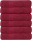Pack of 6 Bath Towels 27 X 54 Inches, 100% Cotton, Larger & Lighter Weight, Quicker to Dry, Super Soft and Absorbent, Perfect for Bathroom (Burgundy, Pack of 6 (27''X54''))