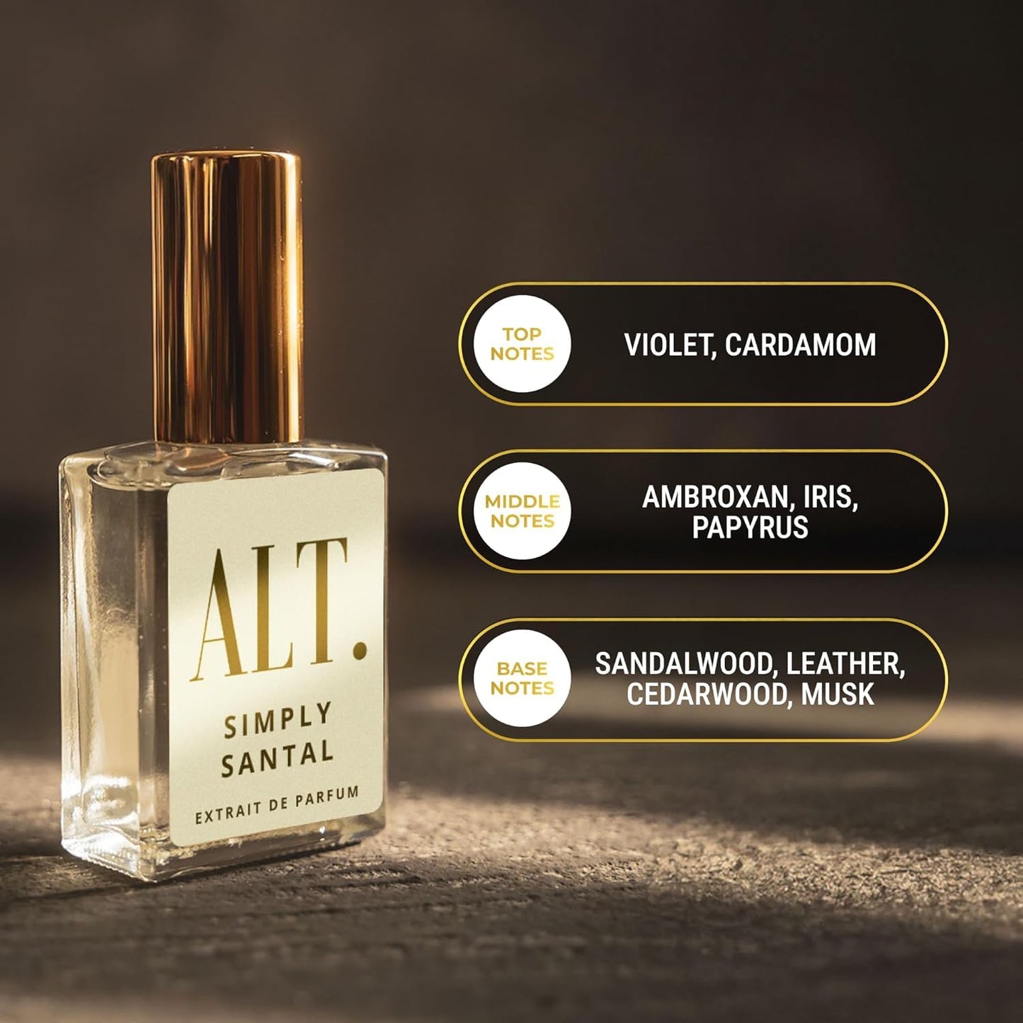 ALT. FRAGRANCES Simply Santal - Inspired by Sant. 33 Perfume, Unisex Perfume, Extrait De Parfum, Long Lasting Fragrance, Sandalwood Leather Scent, 60Ml