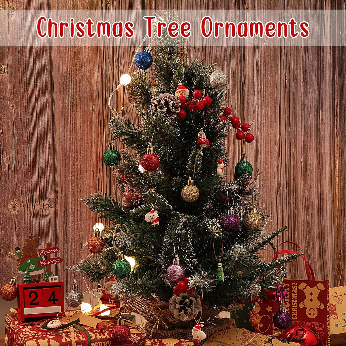 Skylety 36 Pcs Mini Christmas Ornaments, Glitter Balls