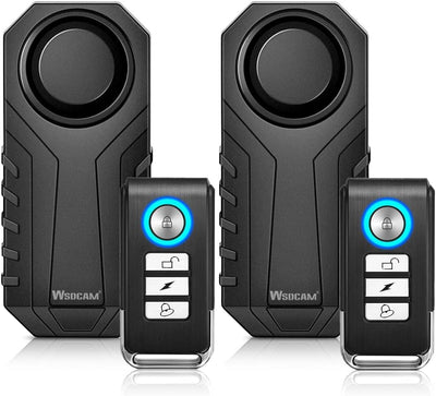 WSDCAM Bike Alarm with Remote 2 Pack, 113Db Wireless Anti-Theft Vibration Motorcycle Bicycle Alarm Vehicle Security Alarm System (Black)