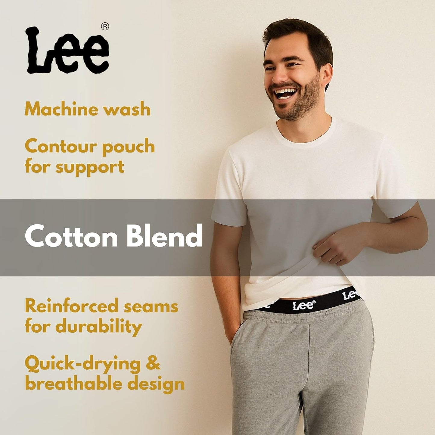 Lee Mens Underwear 4 Pack Boxers for Men Cotton Stretch Boxer Briefs
