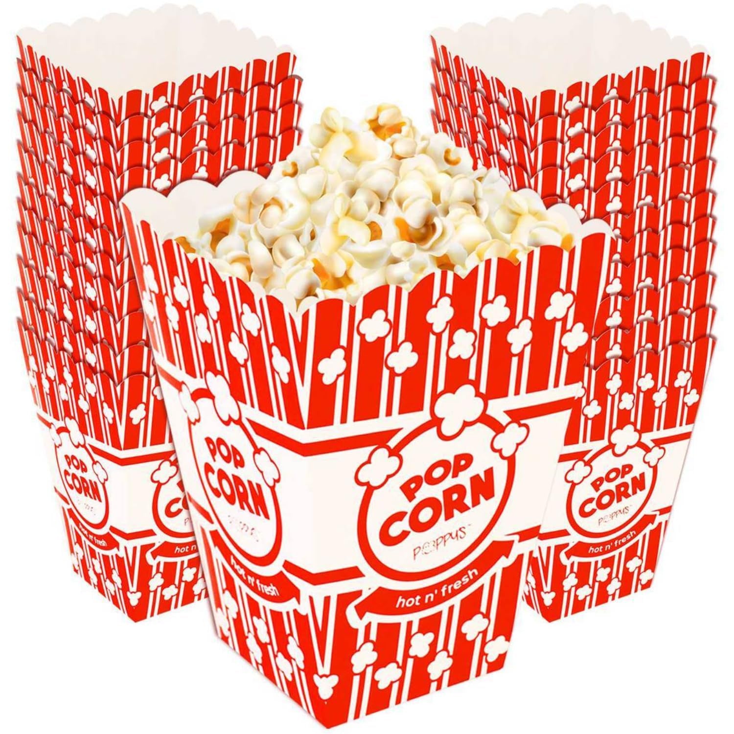 Poppy'S Large Popcorn Boxes – 20 Pack 46 Oz Concession-Grade Popcorn Buckets, Popcorn Machine Accessories for Popcorn Bars, Movie Nights, Concessions