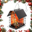 LUJII Solar Bird Feeder for Outdoors – Hand-Blown Glass with 2 Suet Cake Cages, Metal Roof, All-Weather Feeder for Woodpeckers, Cardinals, Blue Jays & Songbirds, Red, Unique Christmas & Holiday Gift for Bird Lovers