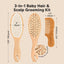 Baby Hair Brush Set for Newborns - Soft Goat Bristle Wooden Baby Brush and Comb Set Newborn Grooming Kit for Cradle Cap, Durable & Gentle, Boy, Girl Infant Essentials Care Kit (Regular, Walnut)
