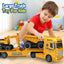 Bstoyder Toddler Boy Toys for 3 4 5 6 7 Years Kids, 25" Semi Construction Carrier Truck Toy with Excavator and Dump Truck, Friction Powered Toys with Lights and Sounds, Birthday for Boy Girls