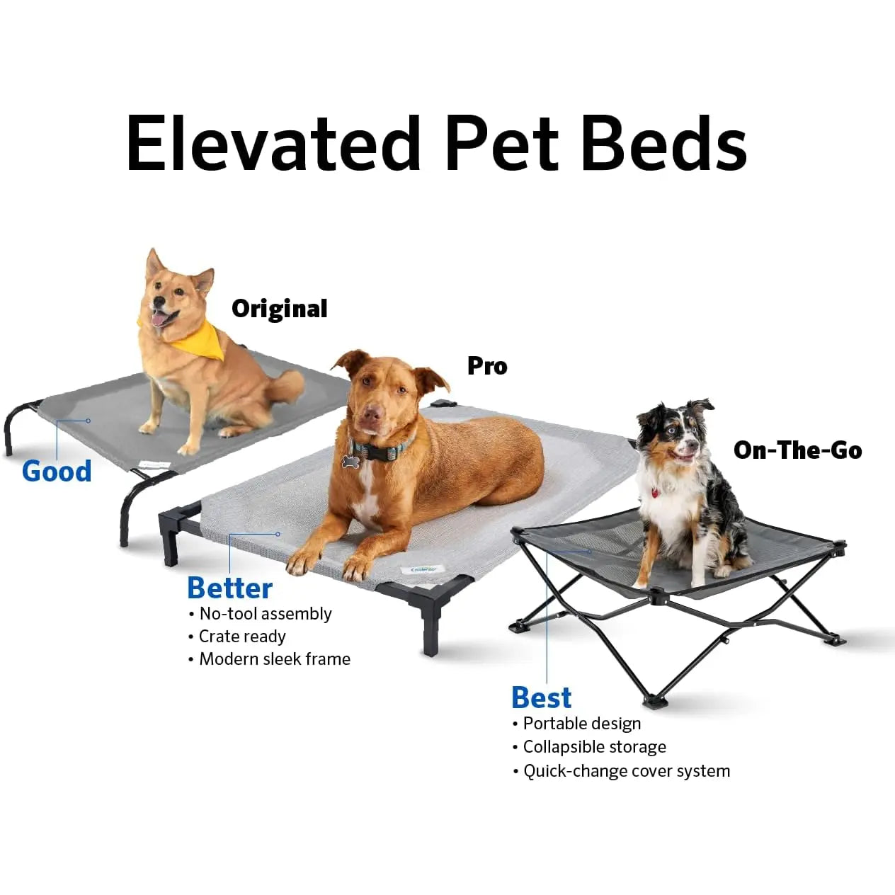 Coolaroo the Original Cooling Elevated Dog Bed, Indoor and Outdoor, Medium, Gunmetal Coolaroo