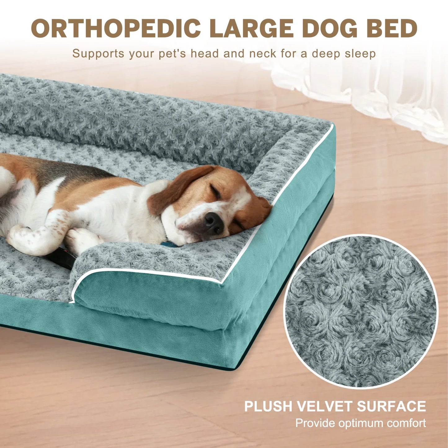 Payusd Dog Bed for Large Medium Small Dogs Orthopedic Waterproof Dog Sofa Bed Non Slip Pet Couch with Removable Washable Cover Supportive Foam M to XXL