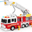 JOYIN Extra Large 33-Inch Ladder Fire Truck Toy and 25 in 1 Construction Truck Vehicle Toy Set, Play Vehicles Set with Sounds and Lights in Carrier Truck, Push and Go Vehicle Car Toy