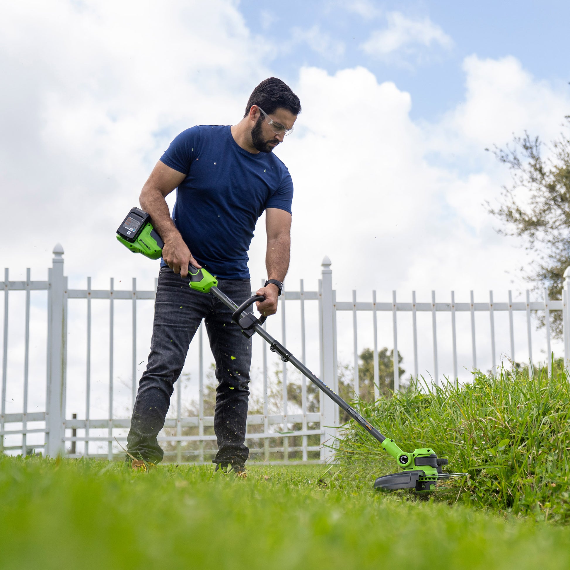 Greenworks 2X24V Mower, Trimmer, Blower Combo Kit with (4) 4Ah Batteries