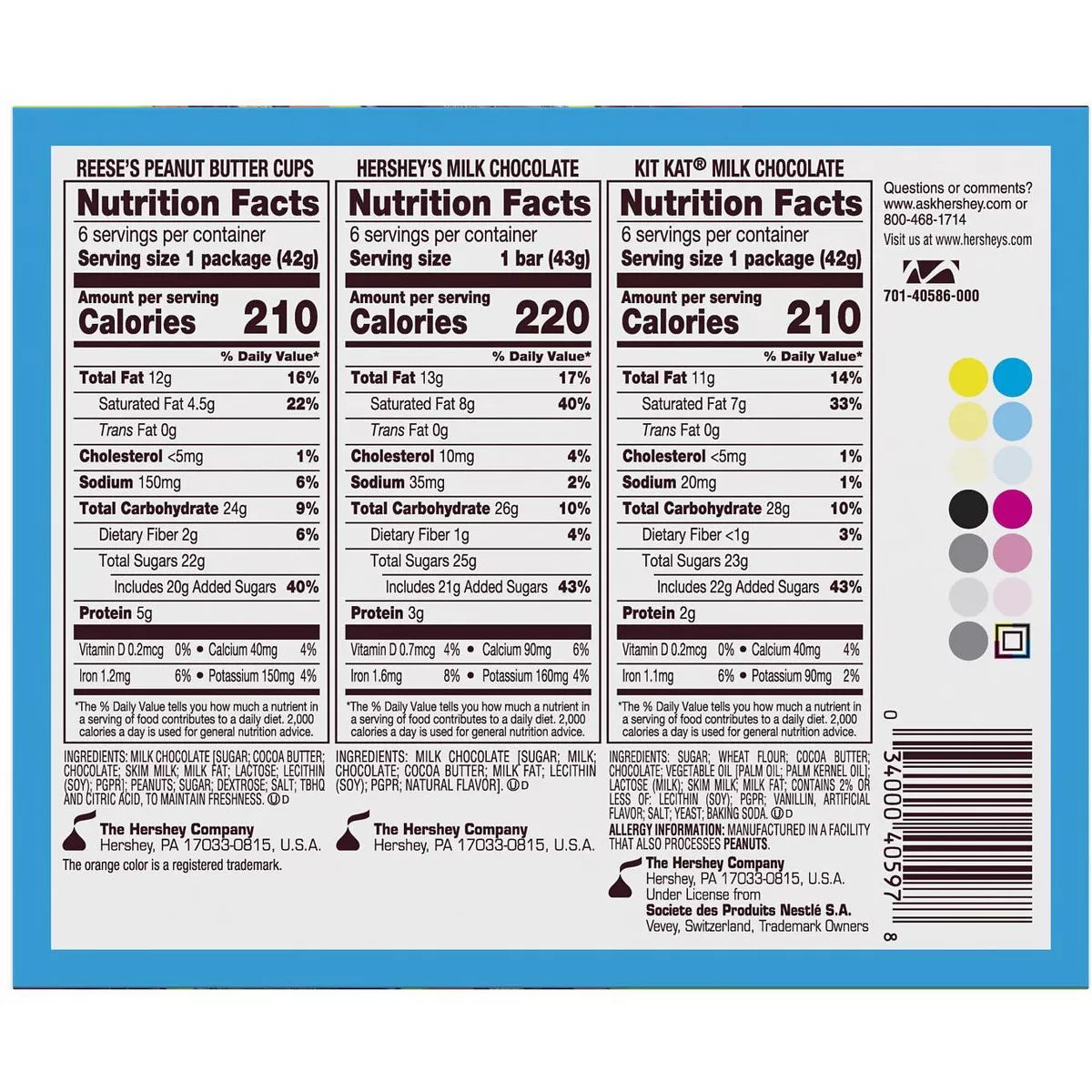 Reese'S, Hershey'S and Kit Kat Milk Chocolate  Bars Variety Pack - 18Ct